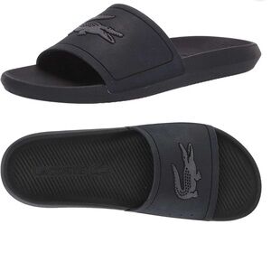 Lacoste Men's Black Croco Slide Sandals